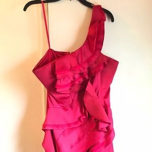 Red one shoulder Lace Dress